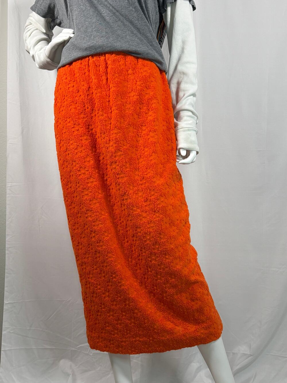 Vintage Orange Connie Fails Floral Maxi Skirt Size Small